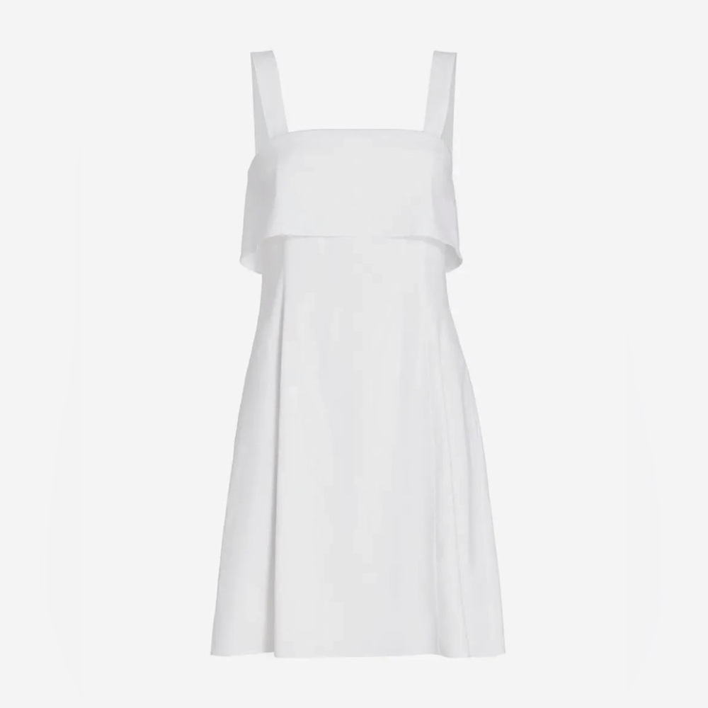 Theory White Linen Drape Back Dress